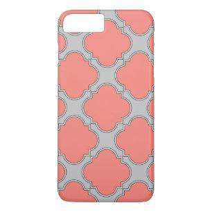 Capa Para iPhone Da Case-Mate Coral e cinza de Quatrefoil