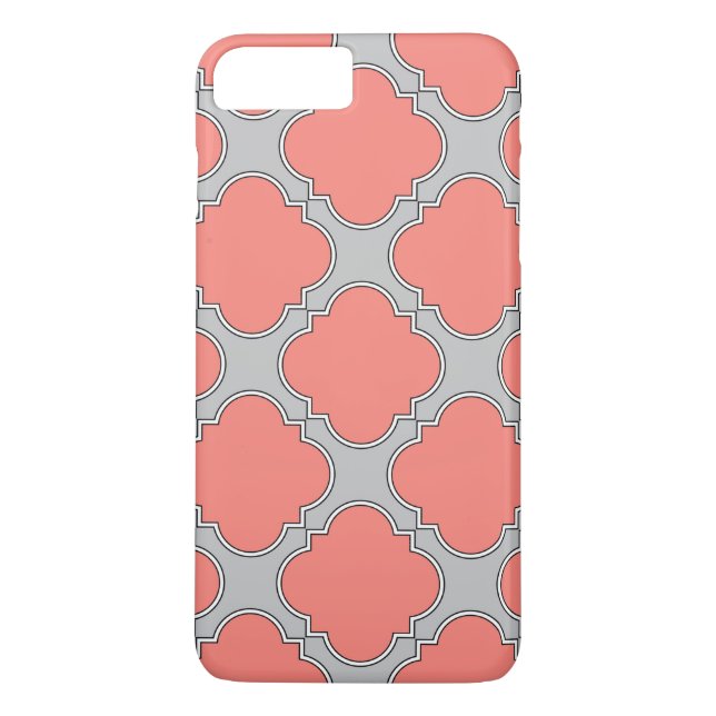Capa Para iPhone, Case-Mate Coral e cinza de Quatrefoil (Verso)
