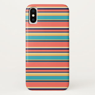 Capa Para iPhone Da Case-Mate Coral vivo, listras azuis e amarelas