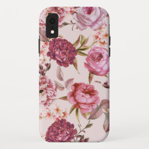 Capa Para iPhone Da Case-Mate Coram os rosas florais da aguarela cor-de-rosa e