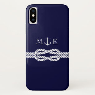 Capa Para iPhone Da Case-Mate Corda e monograma náuticos da âncora no marinho
