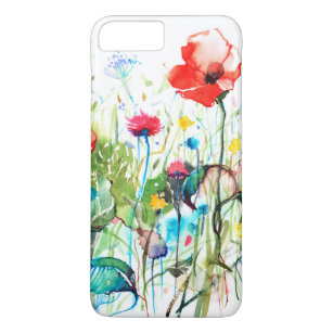 Capa iPhone 8 Plus/7 Plus Cores d'água coloridas Flores de vermelhidão e de 