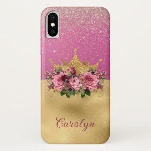 Capa Para iPhone Da Case-Mate Coroa Floral Dourada, Rosa-Chic