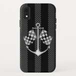 Capa Para iPhone XR Corrida de Barcos Náutica em Estilo de Carbono<br><div class="desc">Um projeto personalizado para a Corrida de Barcos em uma Fibra de Carbono Preta, como o estilo impressão náutico. Soa bem, uma ideia de presente náutico de dispositivo náutico excelente. O cromo 3D como renderização é um presente dinâmico. Use o link "Perguntar a este Designer" para entrar em contato conosco...</div>