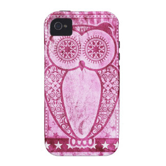 Capa Para iPhone 4/4S Coruja cor-de-rosa de Hootie de jeans de