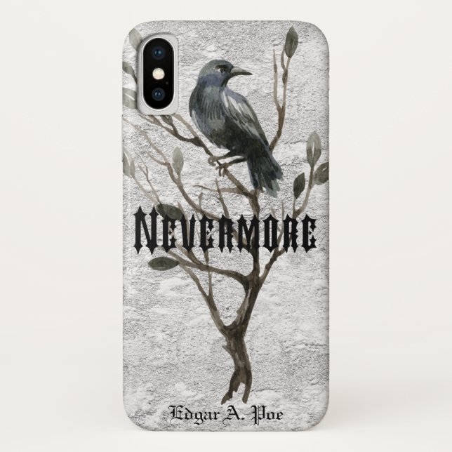 Capa Para iPhone, Case-Mate Corvo da aguarela nunca mais (Verso)