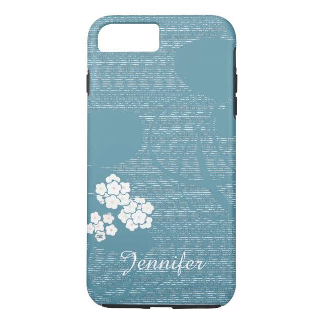 Capa Para iPhone, Case-Mate Costume personalizado floral azul e branco (Verso)