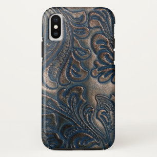Capa Para iPhone Da Case-Mate Couro castanho-escuro, em relevo vestido,