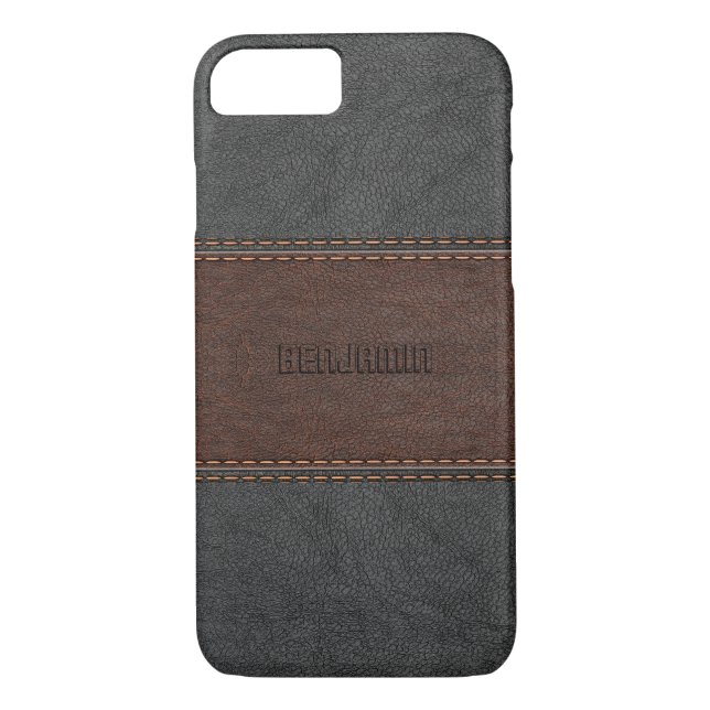 Capa Para iPhone, Case-Mate Couro castanho, preto e castanho (Verso)