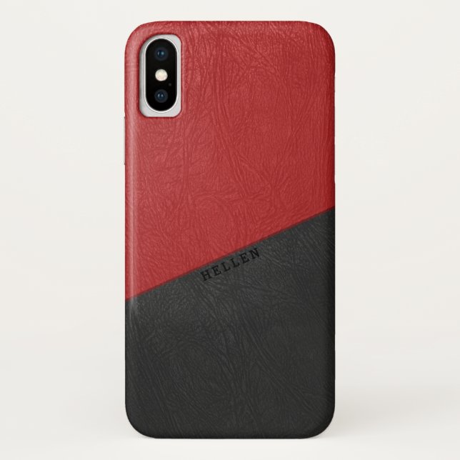 Capa Para iPhone, Case-Mate Couro e peles geométricas, pretas e vermelhas (Verso)