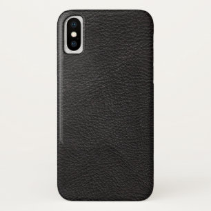 Capa Para iPhone X Couro Negro Texturizado