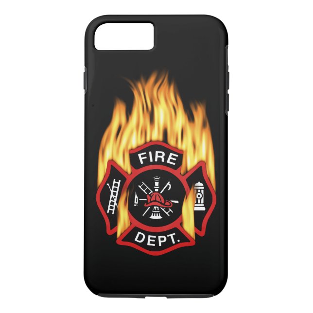Capa Para iPhone, Case-Mate Crachá flamejante do departamento dos bombeiros (Verso)