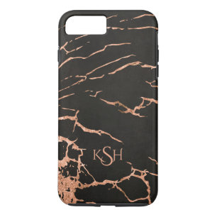 Capa Para iPhone Da Case-Mate Crackles de mármore preto e Rosa Dourado