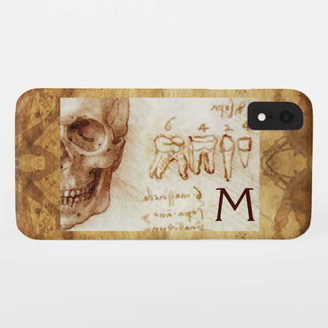 CAPA PARA iPhone, Case-Mate  CRÂNIO E DENTES, CLÍNICA DENTÁRIA, MONOGRAMA DE DE (Verso (Horizontal))