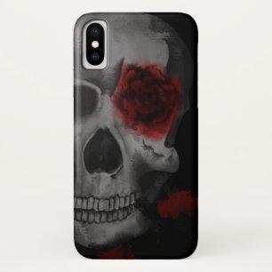 Capa Para iPhone Da Case-Mate Crânio gótico e Rosas vermelhas vibrantes