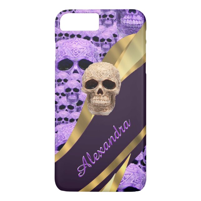 Capa Para iPhone, Case-Mate Crânio gótico roxo personalizado (Verso)