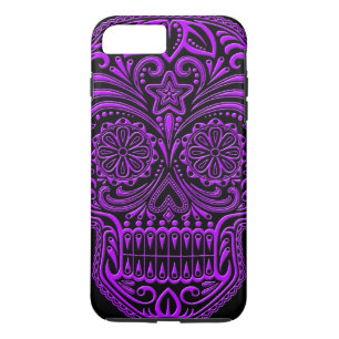 Capa Para iPhone Da Case-Mate Crânio roxo e preto intrincado do açúcar