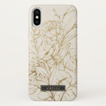 Capa Para iPhone Da Case-Mate Creme Floral e Nome Personalizado Dourado<br><div class="desc">Este creme floral dourado e capa de telefone personalizada de ouro é o presente perfeito para ela. A design do boho moderno apresenta um arranjo caprichoso de folhas desenhadas, folhas e botânicos, em forma de folhas, de folhas falsas em folha de ouro. Personalize o caso com seu primeiro ou sobrenome....</div>