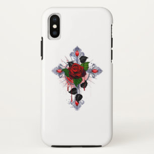 Capa Para iPhone Da Case-Mate Cruz de Prata com uma Rosa Vermelha