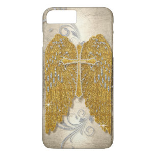 Capa iPhone 8 Plus/7 Plus Cruz w Glitter Diamond Jewel Olhar Anjos
