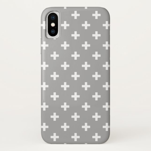 Capa Para iPhone, Case-Mate Cruzes brancas de polca nas cinzas (Verso)