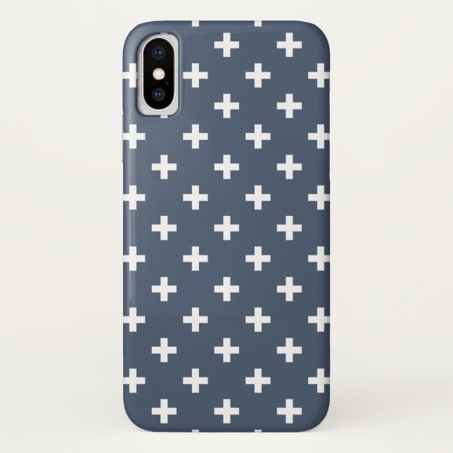 Capa Para iPhone, Case-Mate Cruzes de polca branca em cinzas azuis (Verso)