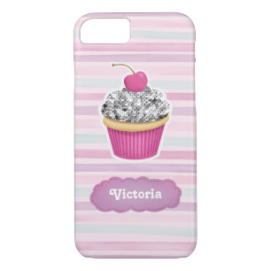 Capa iPhone 8/ 7 Cupcake rosa-branco personalizado