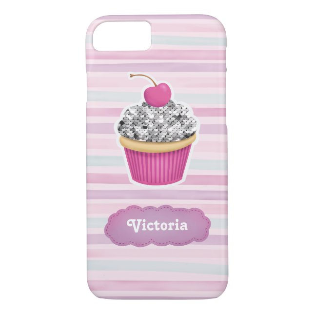 Capa Para iPhone, Case-Mate Cupcake rosa-branco personalizado (Verso)