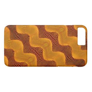 Capa iPhone 8 Plus/7 Plus Curva laranja e pontos de ourados sobre marrom