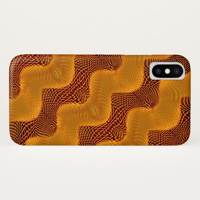 Capa Para iPhone, Case-Mate Curva laranja e pontos de ourados sobre marrom (Verso (Horizontal))