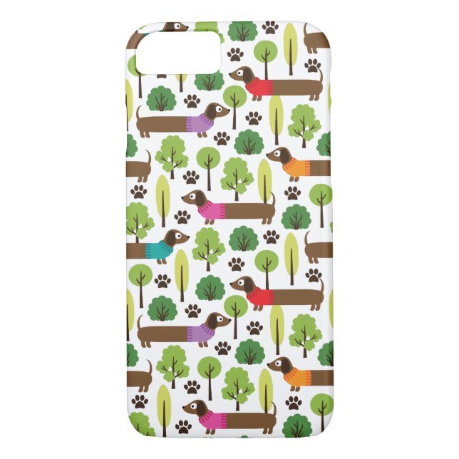 Capa Para iPhone, Case-Mate Dachshunds em uma caminhada no parque (Verso)