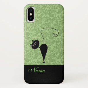 Capa Para iPhone Da Case-Mate Damasco de gato preto de moda engraçada