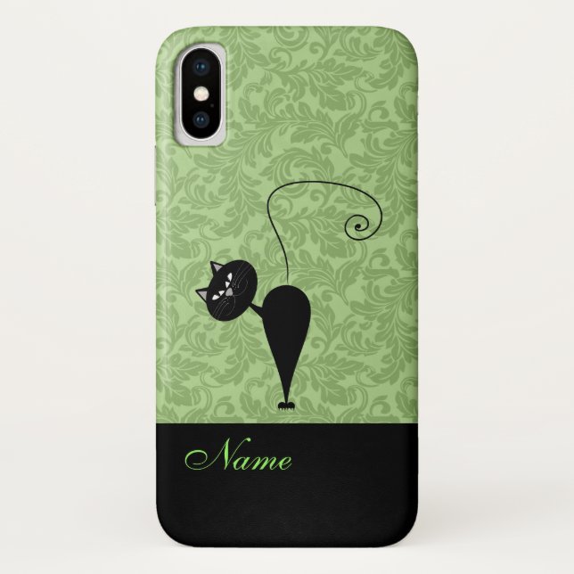 Capa Para iPhone, Case-Mate Damasco de gato preto de moda engraçada (Verso)