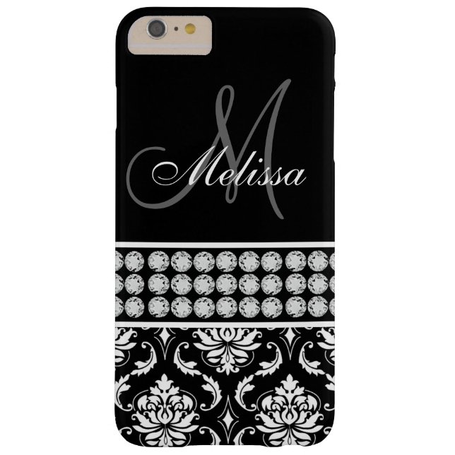 Capa Para iPhone, Case-Mate Damasco preto diamantes impressos personalizados (Verso)
