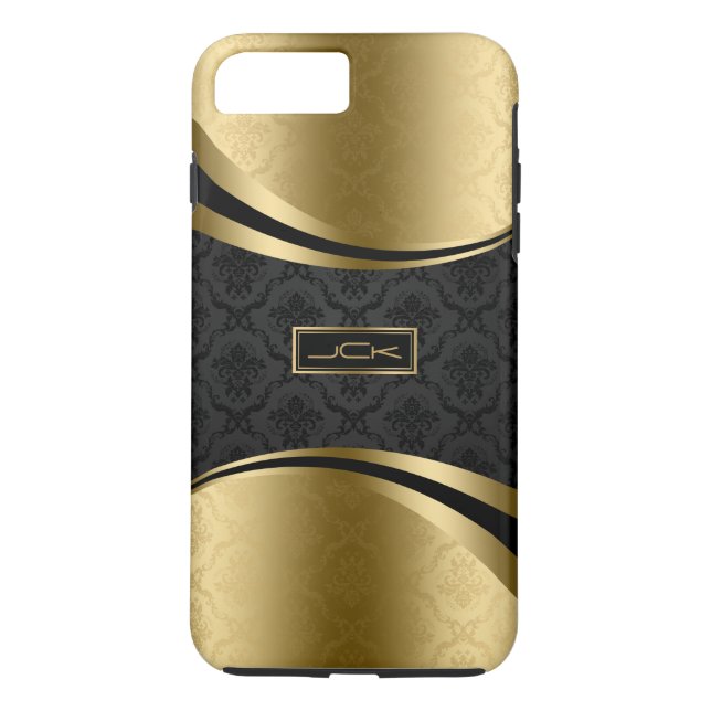 Capa Para iPhone, Case-Mate Damascos Florais Dourados e Pretos Elegantes Monog (Verso)