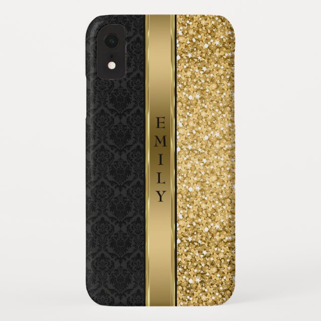 Capa Para iPhone, Case-Mate Damask & Dourado Glitter (Verso)