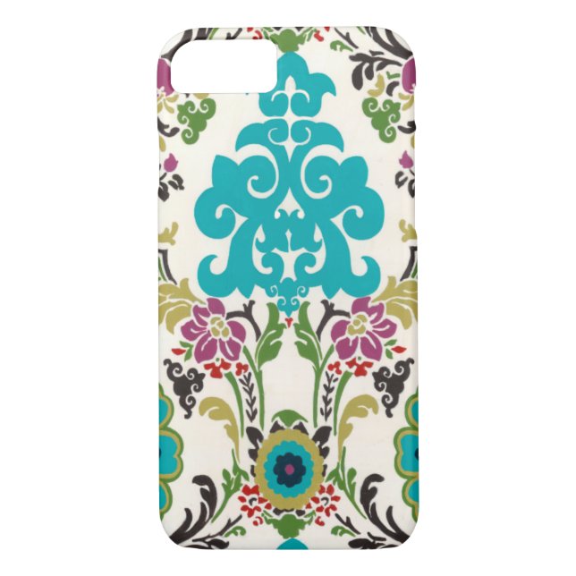 Capa Para iPhone, Case-Mate Damask Floral Patternos Plum Turquoise (Verso)