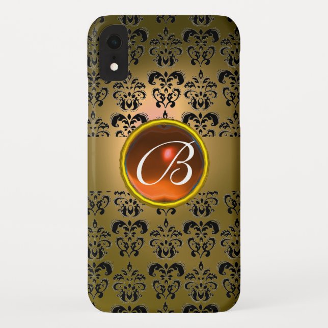 Capa Para iPhone, Case-Mate DAMASK GEM MONOGRAM amarelo alaranjado (Verso)