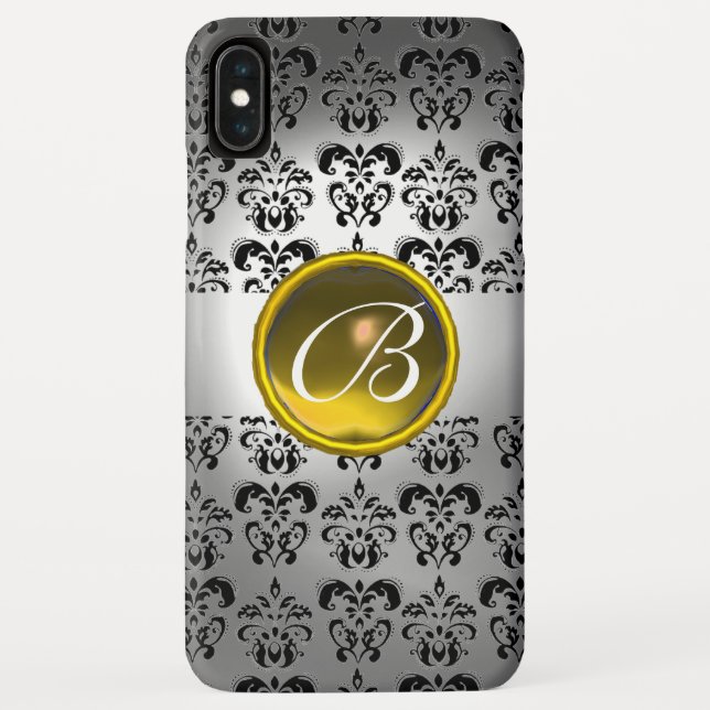 Capa Para iPhone, Case-Mate DAMASK GEM MONOGRAM branco amarelo (Verso)
