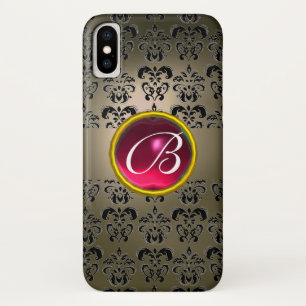 Capa Para iPhone Da Case-Mate DAMASK GEM MONOGRAM cinza cor-de-rosa preto