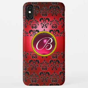 Capa Para iPhone XS Max DAMASK GEM MONOGRAM - laranja vermelho