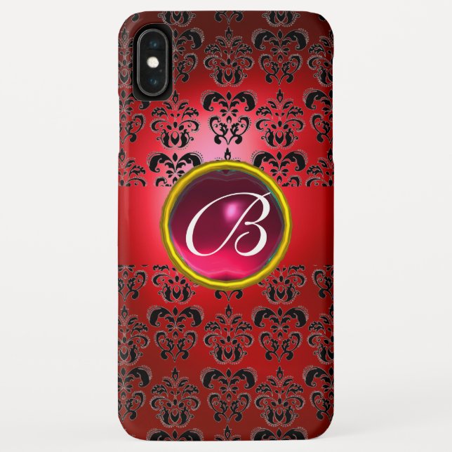 Capa Para iPhone, Case-Mate DAMASK GEM MONOGRAM - laranja vermelho (Verso)