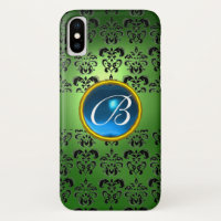 DAMASK GEM MONOGRAM verde azul