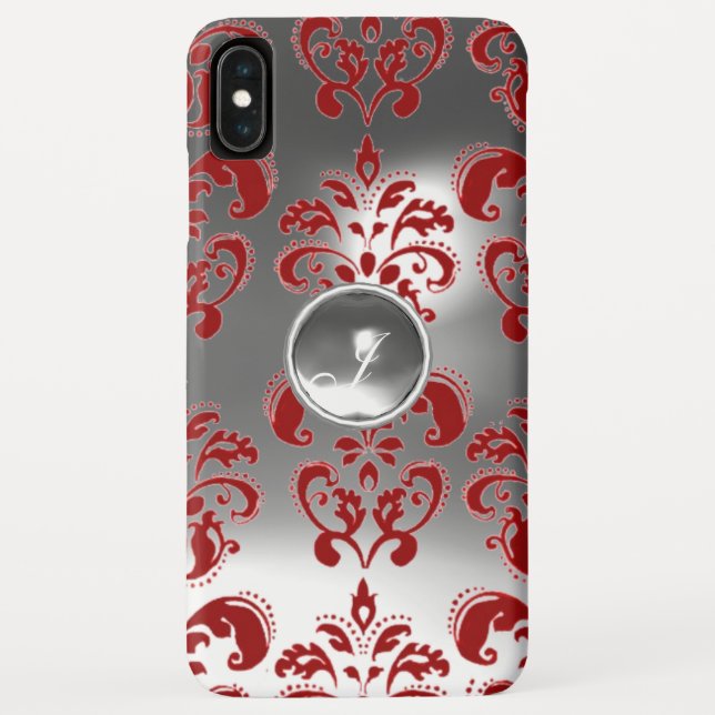 Capa Para iPhone, Case-Mate DAMASK GEM MONOGRAM vermelha branca (Verso)