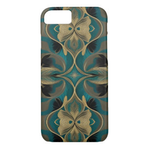 Capa iPhone 8/ 7 Damask Seamless Repetitive Pattertive Flowers Teal
