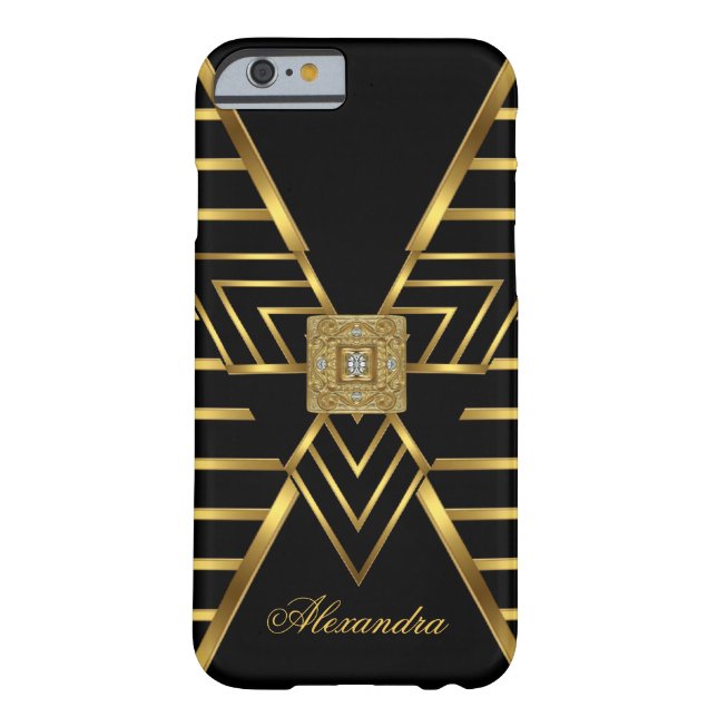 Capa Para iPhone, Case-Mate Deco de Arte Dourada com Faixa Negra Elegante Clás (Verso)