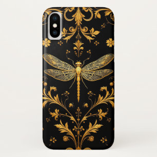 Capa Para iPhone Da Case-Mate Decoração Floral de Libélula Dourada