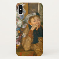 Degas, uma mulher sentada ao lado de uma vaso de f