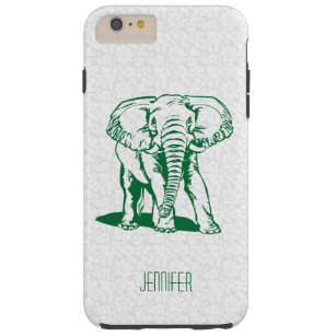 Capa Tough Para iPhone 6 Plus Desenho de Linha de Elefante Verde Caçador de Cuta