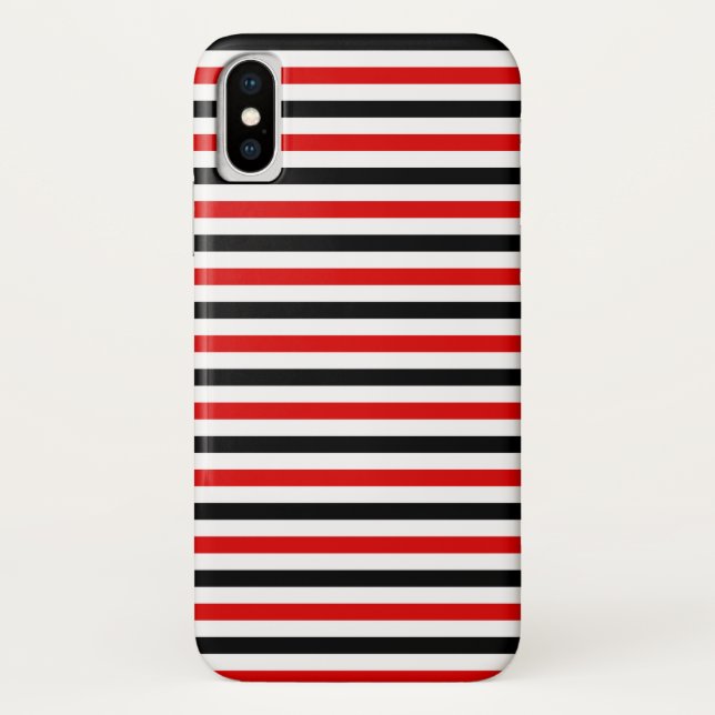 Capa Para iPhone, Case-Mate desenho de listras vermelhas, pretas e brancas (Verso)